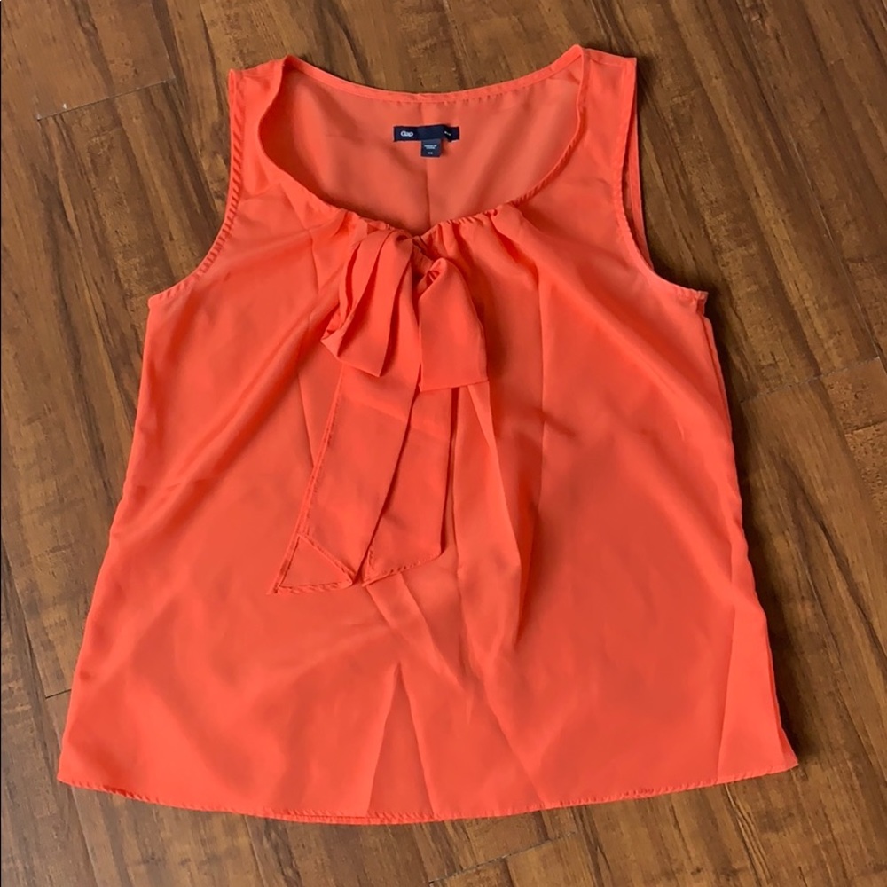 Orange tie neck blouse